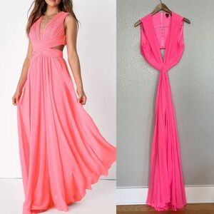 NWOT Vivid Imagination Neon Pink Cutout Maxi Dress